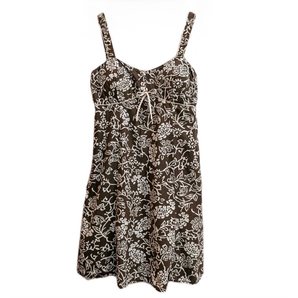 Vintage R&K Womens Babydoll Paisley Floral Sundress 10P Coquette Bow Brown